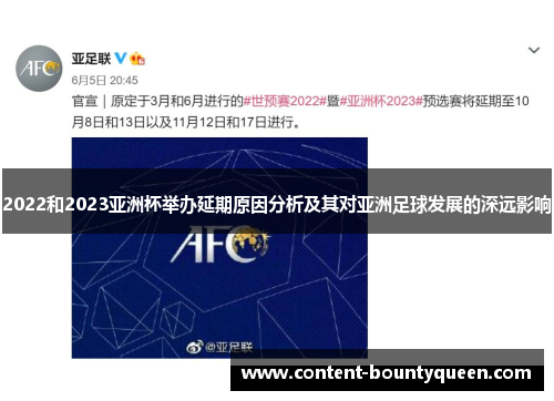 2022和2023亚洲杯举办延期原因分析及其对亚洲足球发展的深远影响 2022和2023亚洲杯举办延期原因分析及其对亚洲足球发展的深远影响