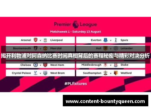 揭开利物浦对阿森纳比赛时间真相背后的赛程秘密与精彩对决分析 揭开利物浦对阿森纳比赛时间真相背后的赛程秘密与精彩对决分析